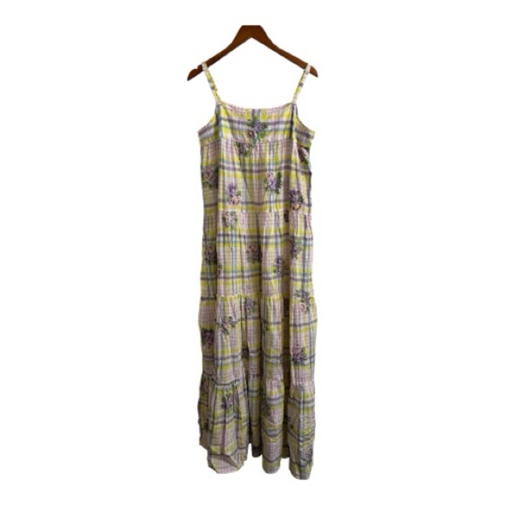 Anthropologie Payal Pratap Mixed Print Tiered Embroidered Maxi Dress Size M - Picture 3 of 5